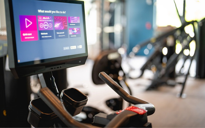 Stationary bike inside Edera Palm Springs's fitness center